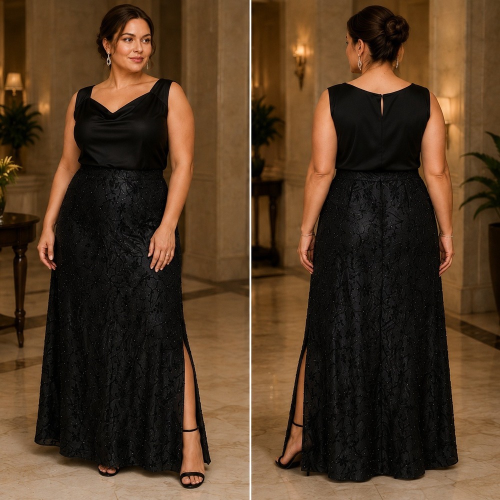 Lord & Taylor Black Beaded Floral Maxi Skirt Size 22 NWT Lined Made in Canada